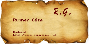 Rubner Géza névjegykártya